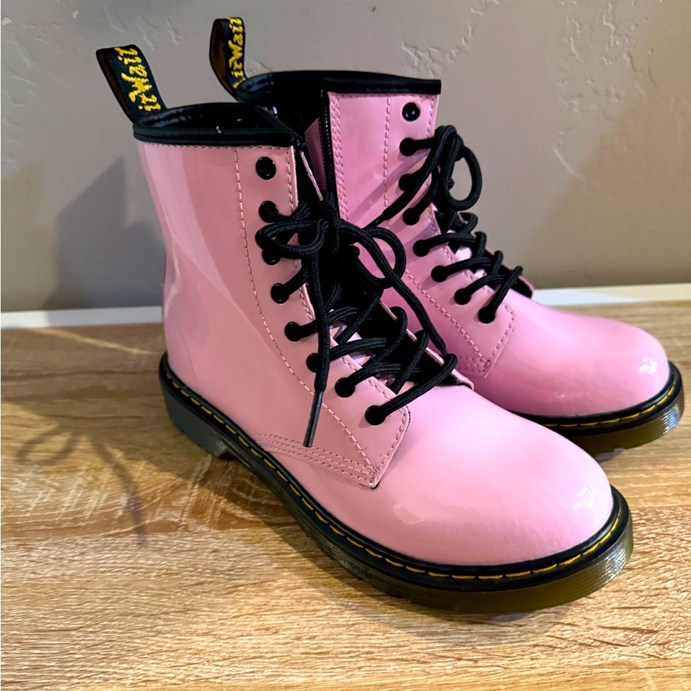 Dr. Martens Girls Pink Patent Boots Size 5Y